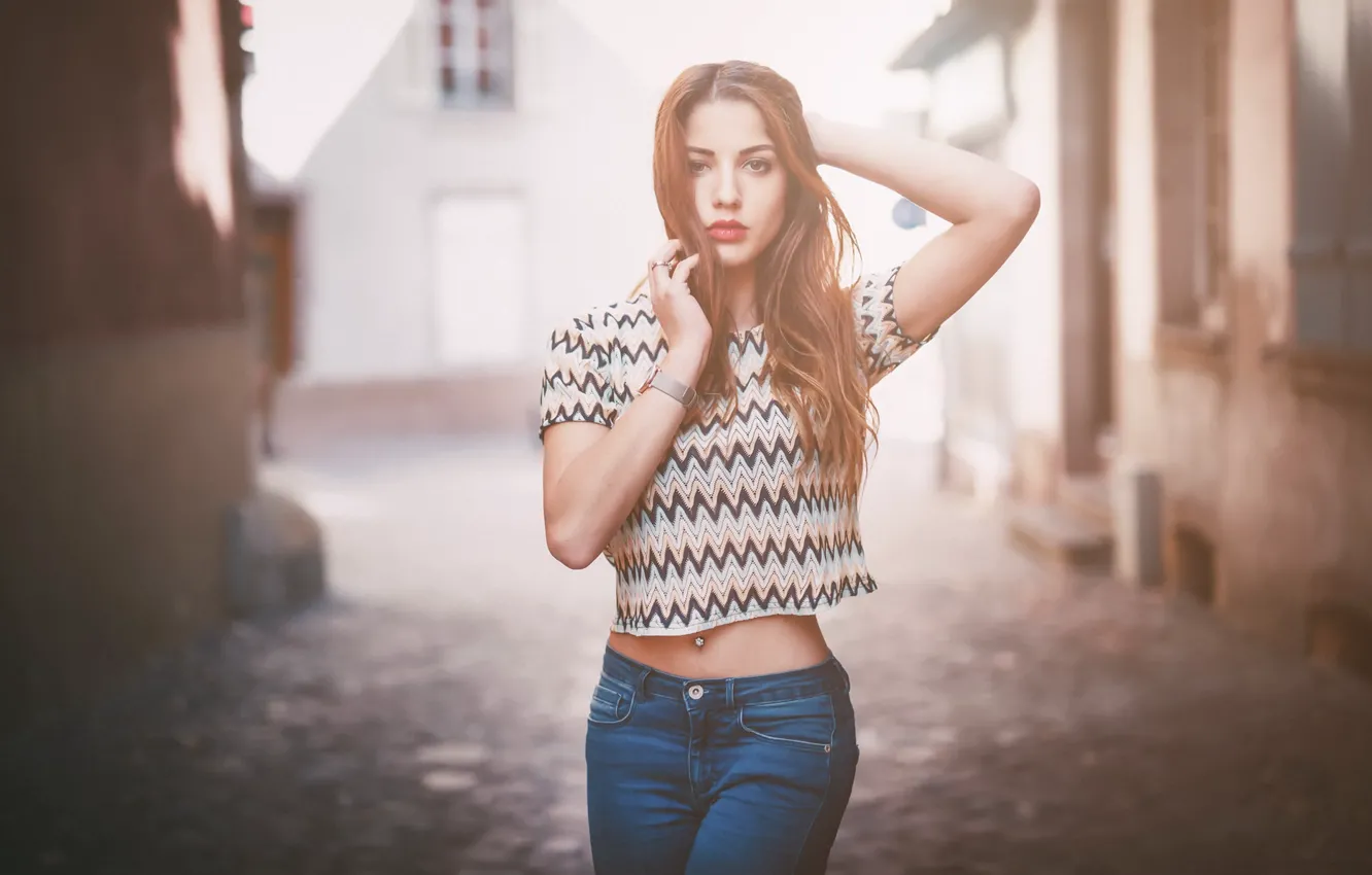 Photo wallpaper girl, street, Burcu