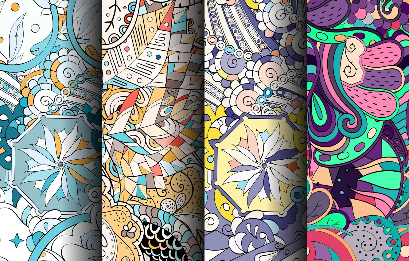 Photo wallpaper flowers, pattern, colorful, ornament, patterns, seamless, Paisley