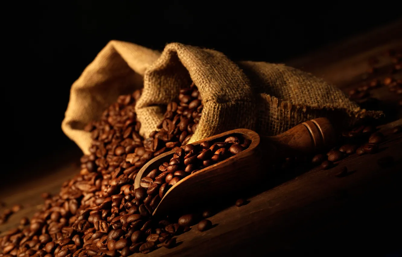 Photo wallpaper coffee, bag, aroma, stock
