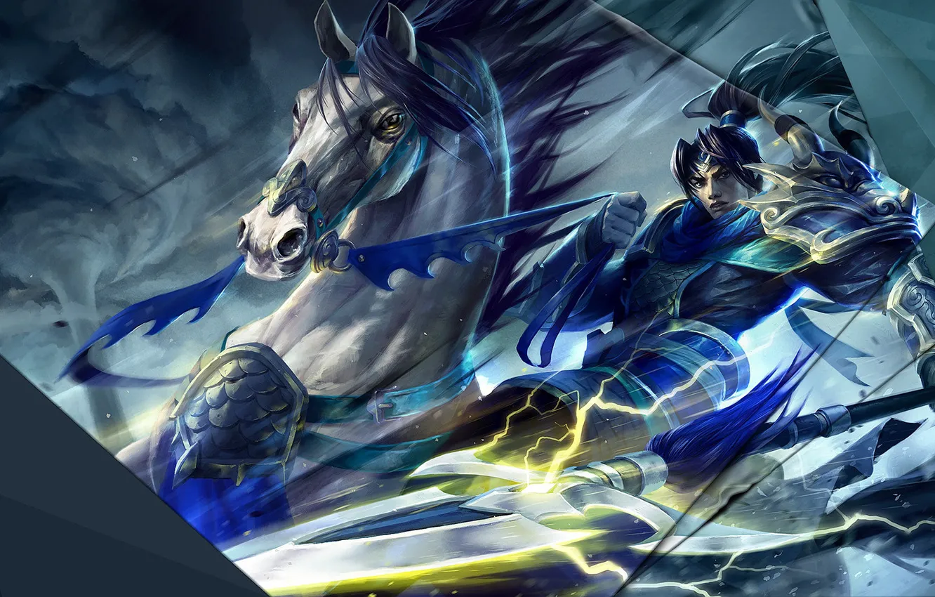 Photo wallpaper horse, guy, League of Legends, Xin Zhao