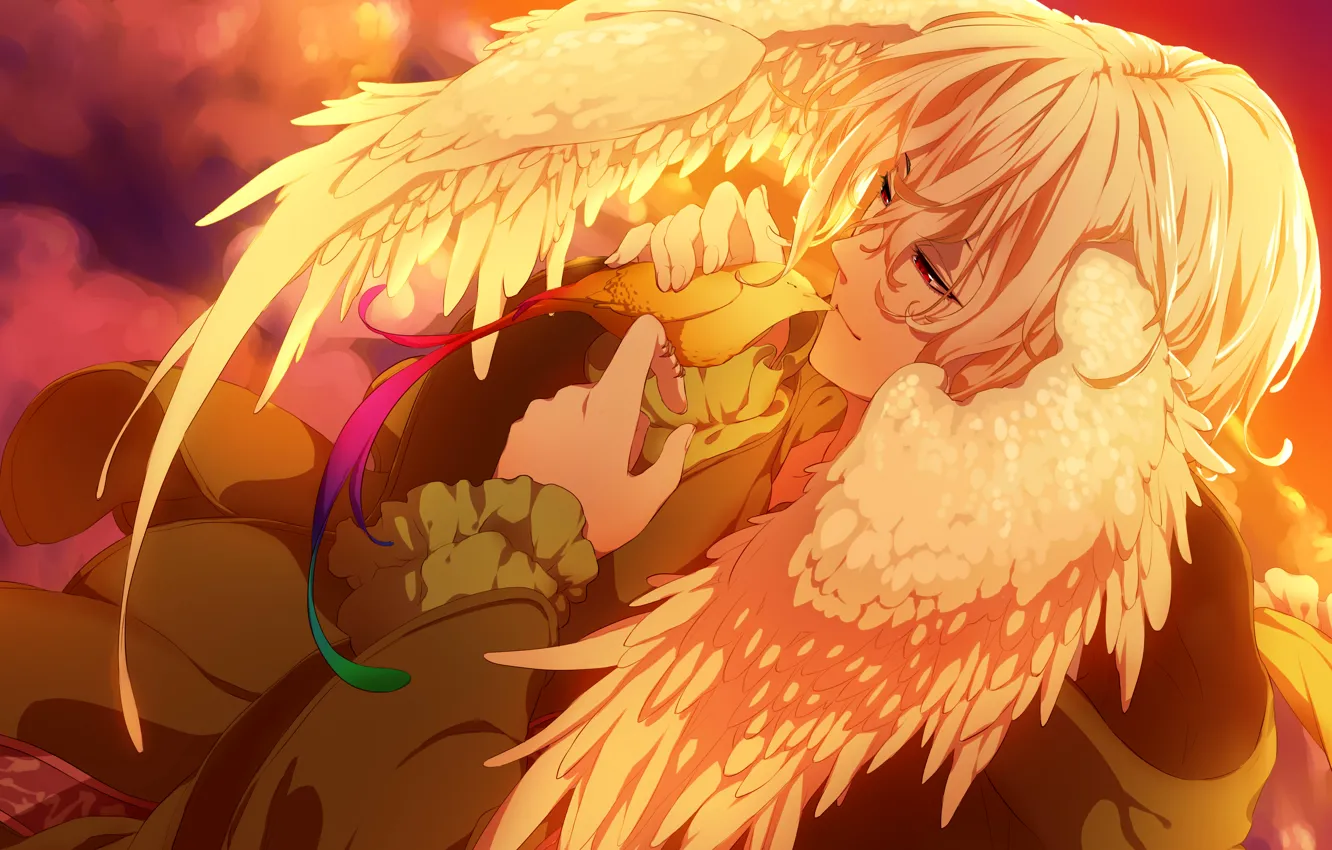 Photo wallpaper bird, wings, guy, red eyes