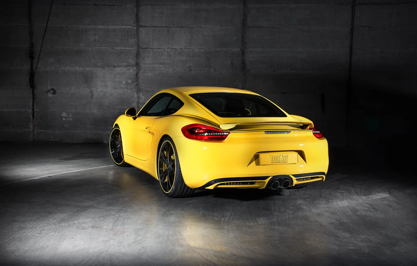 Photo wallpaper yellow, Porsche, Cayman, Porsche, TechArt, Caiman