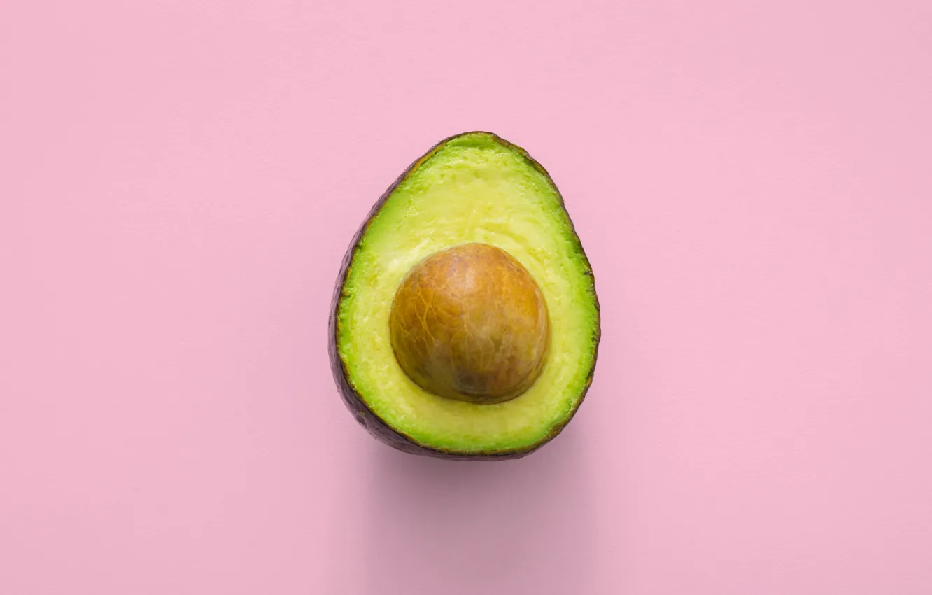 Photo wallpaper pink background, avocado, will minimalisim