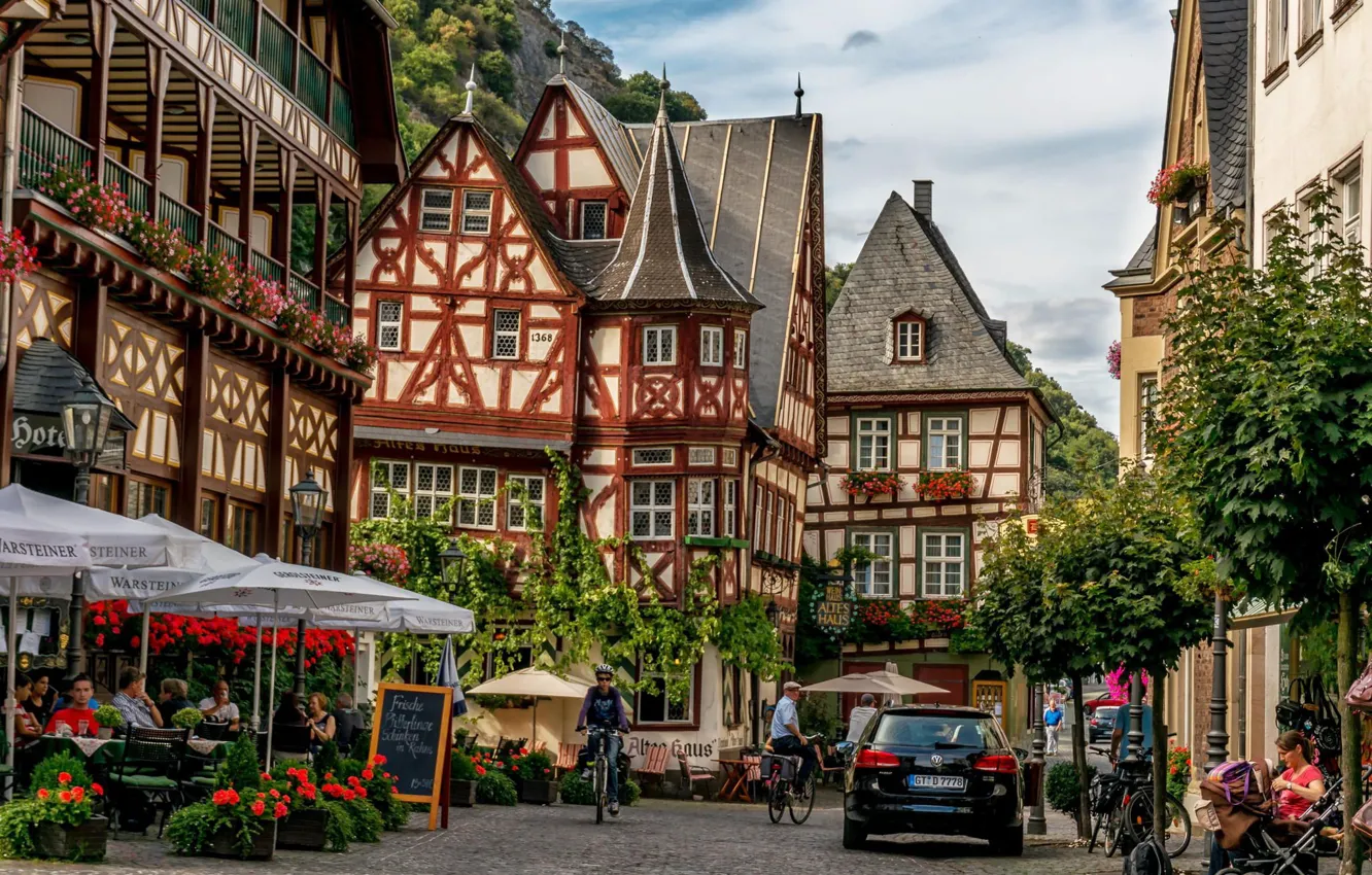 Photo wallpaper the city, street, home, architecture, Germany, Bacharach
