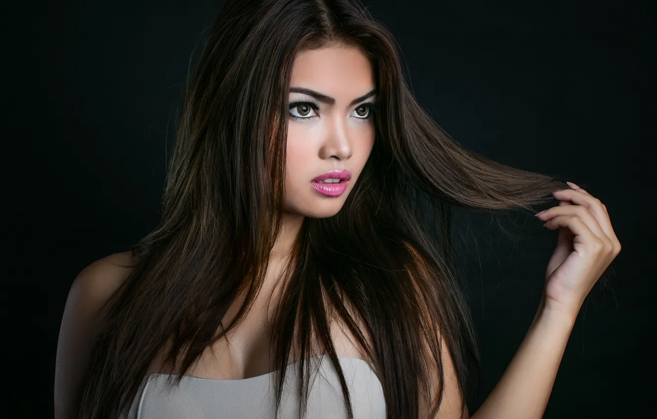 Photo wallpaper eyes, girl, face, background, hair, makeup, lips