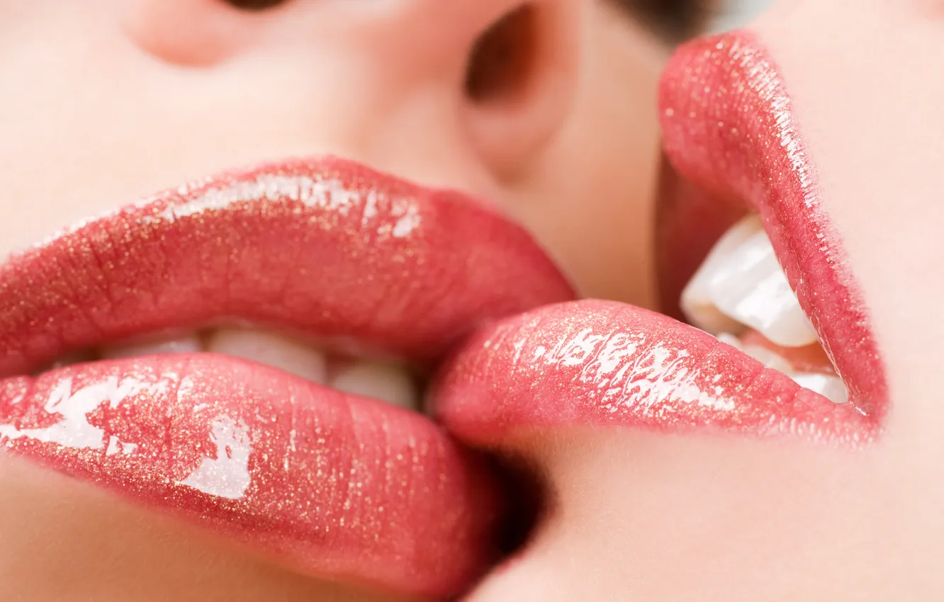 Photo wallpaper kiss, lipstick, lips