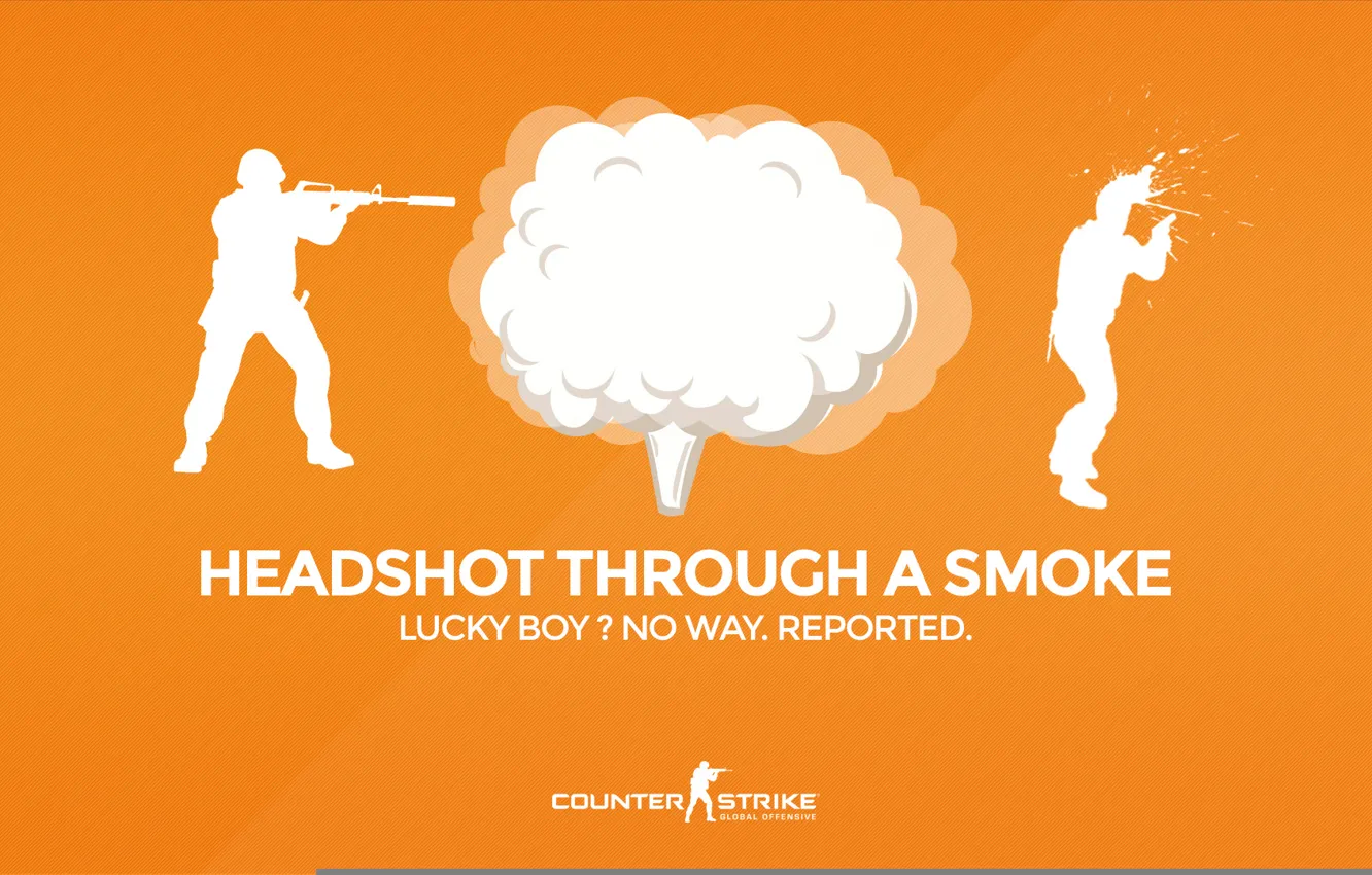 Photo wallpaper counter strike global offensive, cs go, Серия &quot;CS GO Situation&quot;, Headshot through a smoke, Lucky …