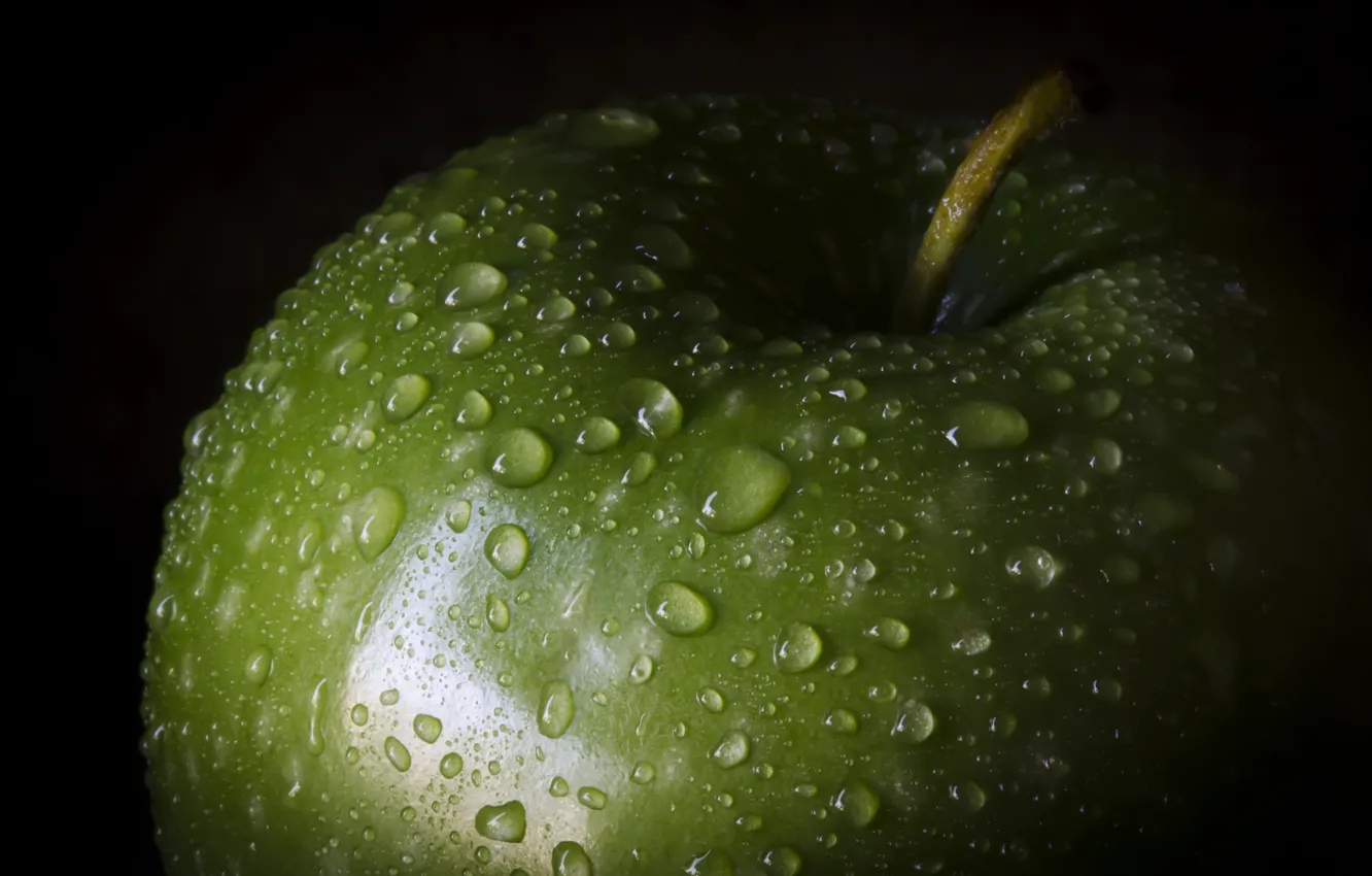 Photo wallpaper drops, green, Apple