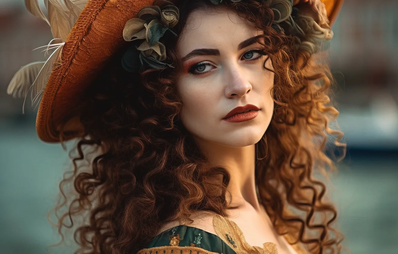 Photo wallpaper look, girl, portrait, AI art, neural network