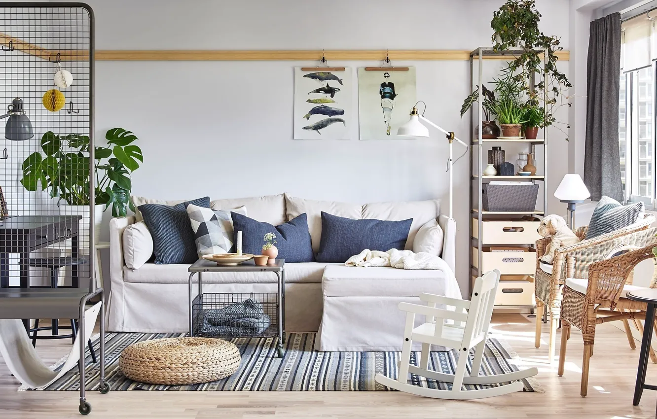 Photo wallpaper design, style, room, interior, living room, IKEA, IKEA idea decor, IKEA Decor