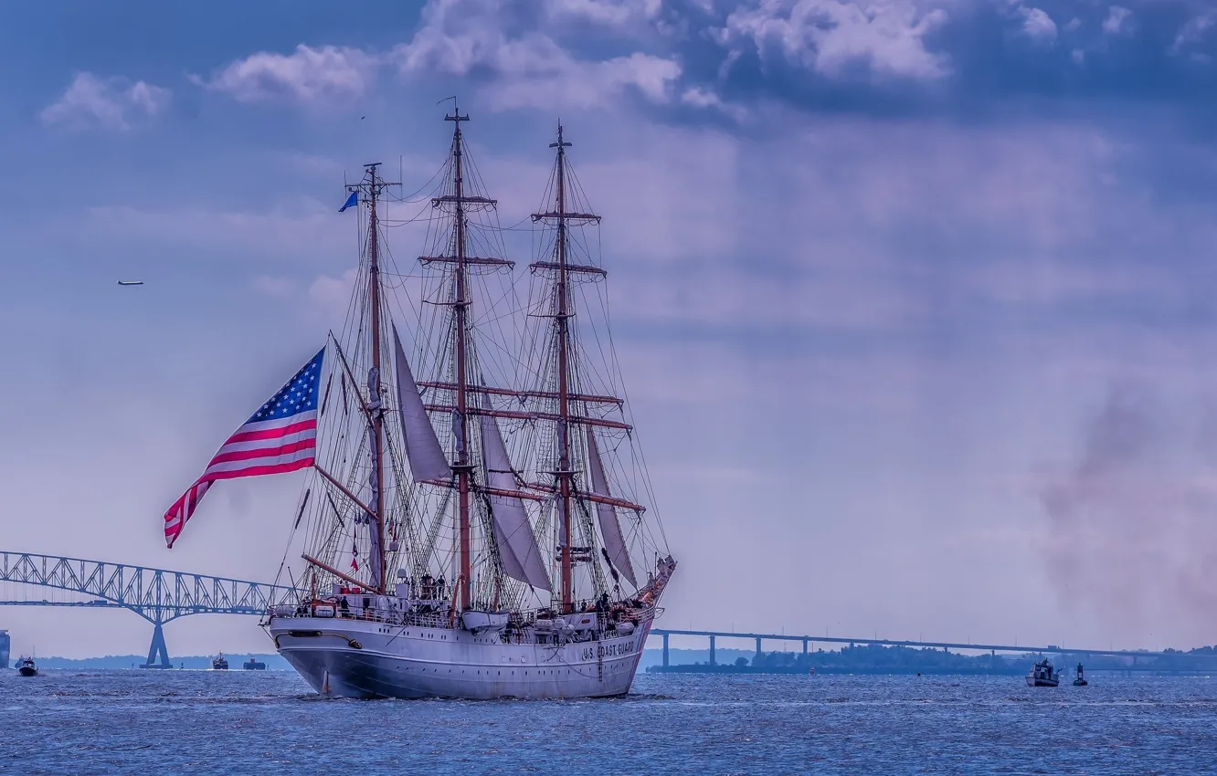 Photo wallpaper sea, ship, sailboat