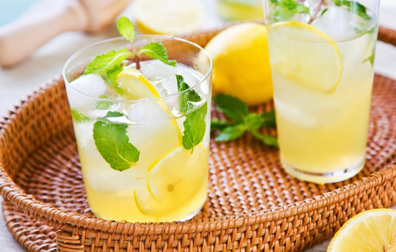 Photo wallpaper lemon, mint, lemonade