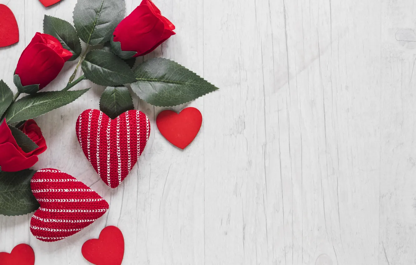 Photo wallpaper Hearts, Roses, Holiday, Day Svatovo Valentine, Valentine's day