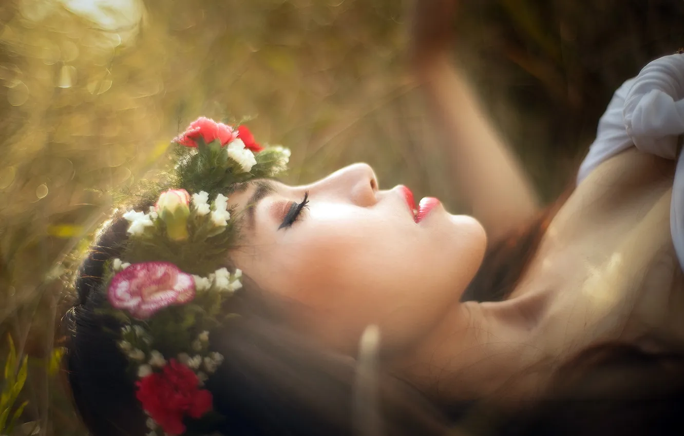 Photo wallpaper girl, sleep, beauty