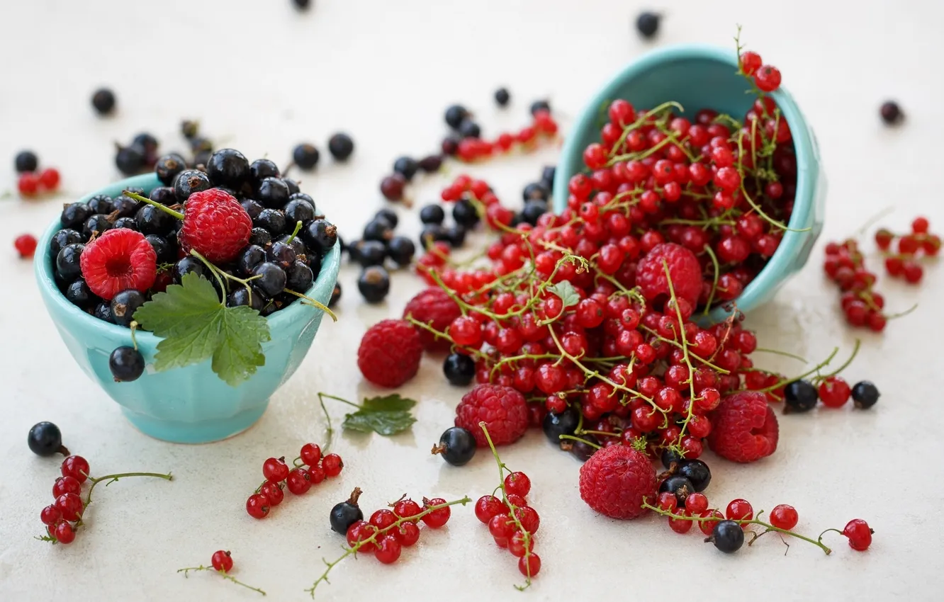 Photo wallpaper berries, raspberry, currants