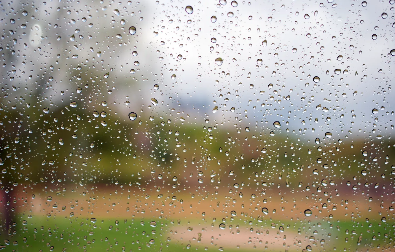 Photo wallpaper glass, water, drops, macro, Rain