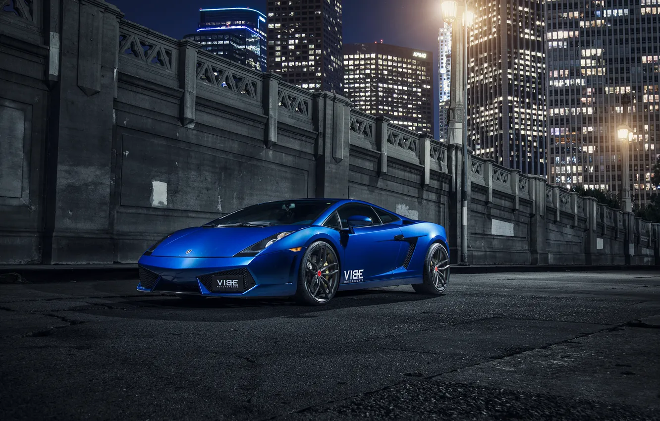 Photo wallpaper Lamborghini, Gallardo, Blue, Front, Vorsteiner, Supercar, Wheels, 105