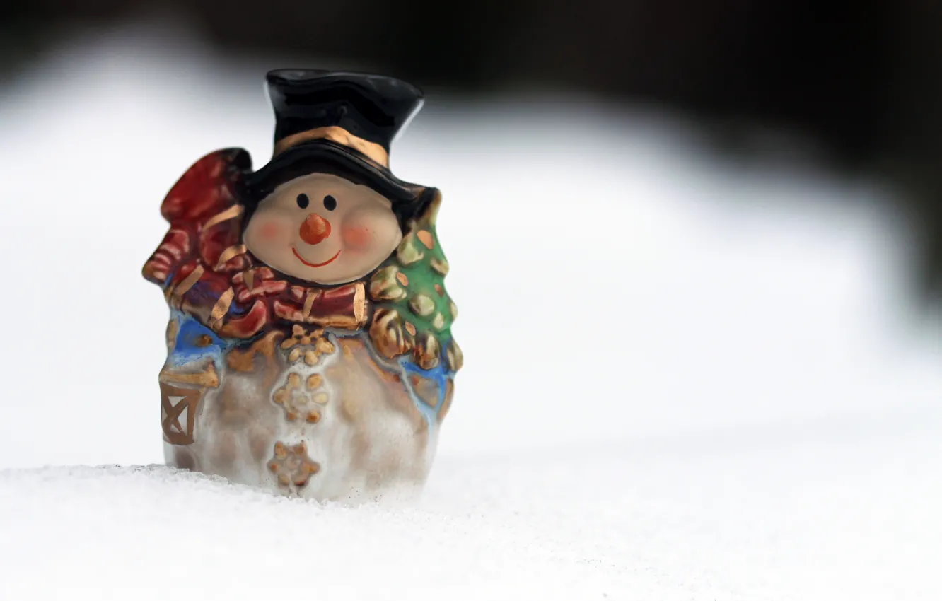 Photo wallpaper snow, new year, snowman, figures