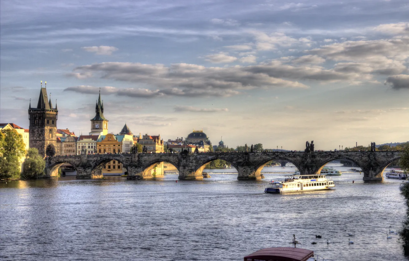 Photo wallpaper HDR, Prague, Charles bridge
