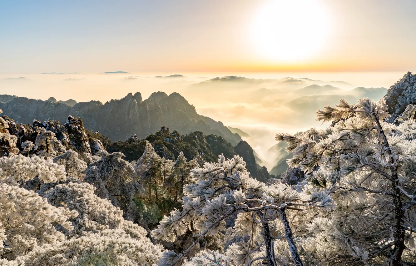 Photo wallpaper China, Huangshan, Sunrise Flow