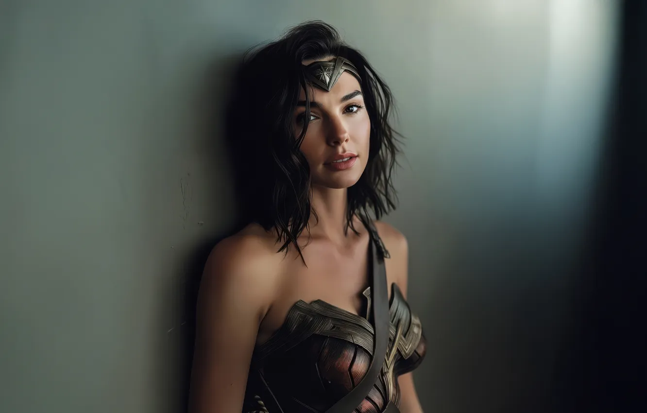 Photo wallpaper woman, eyes, crimson, Wonder