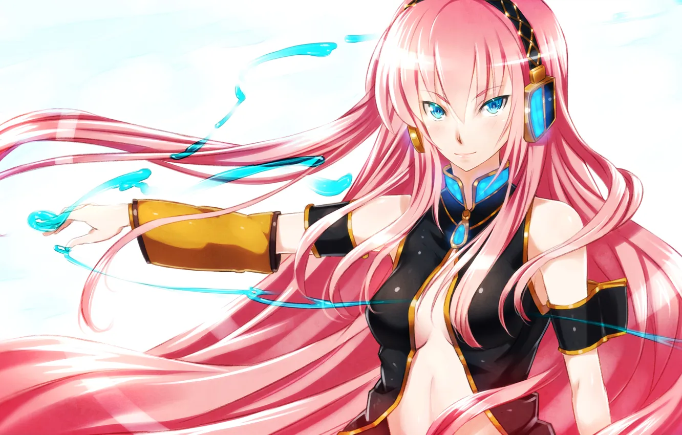 Photo wallpaper girl, headphones, art, vocaloid, megurine luka, Vocaloid, gabiran