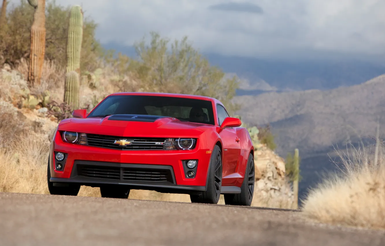 Photo wallpaper desert, Chevrolet, Camaro, 2012, Chevy, Camaro, Chevrolet, ZL1
