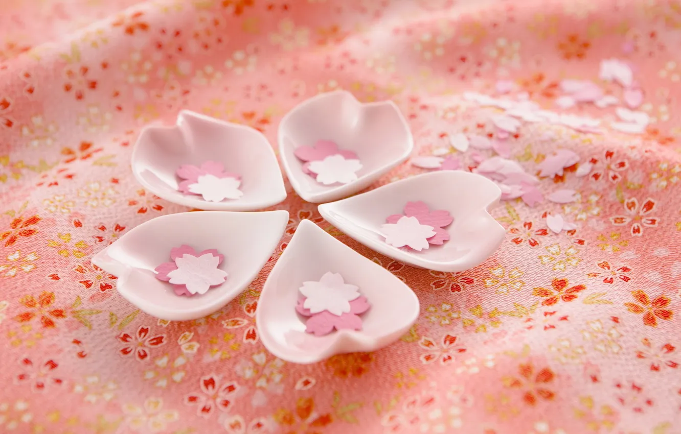 Photo wallpaper stars, flowers, comfort, home, interior, fabric, pink, white