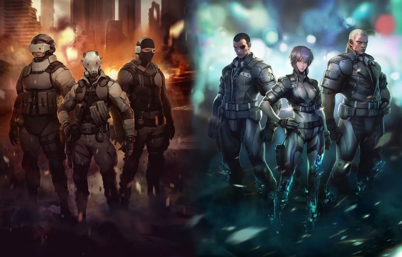 Photo wallpaper Ghost in the Shell, Saito, Ghost in the shell, Motoko, Batou, Bateau, Saito, Motoko