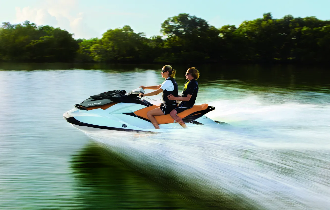 Photo wallpaper wave, speed, jet ski