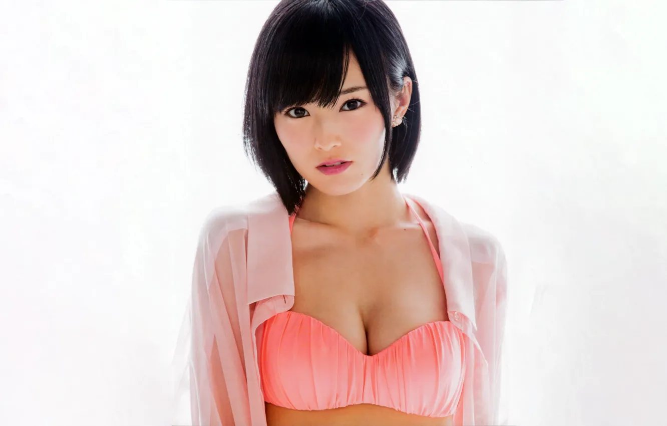 Photo wallpaper girl, sexy, boobs, beautiful, short hair, pretty, brunette, erotic