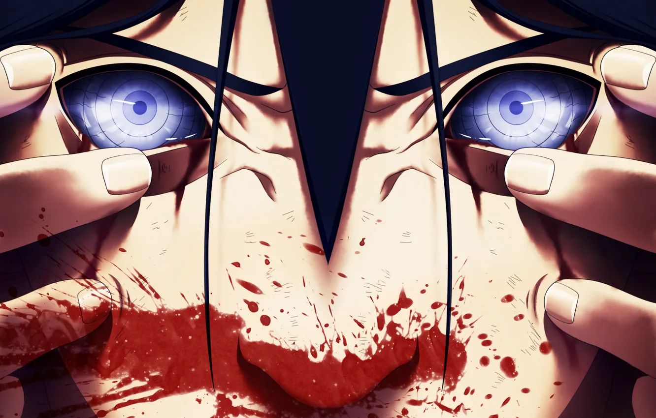Photo wallpaper eyes, face, blood, anime, art, naruto, male, naruto