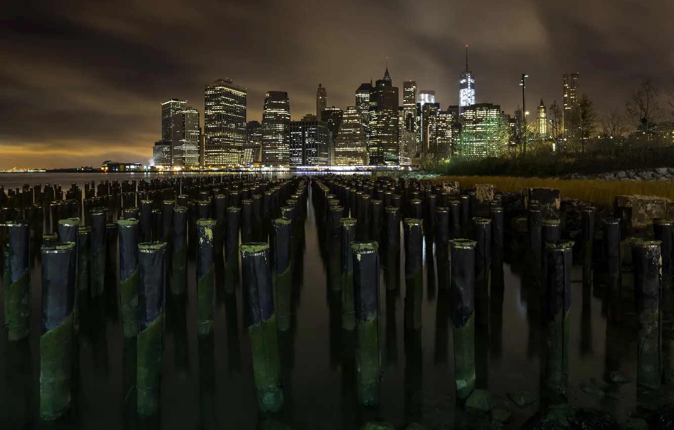 Photo wallpaper lights, skyline, night, Apocalyptic Manhattan