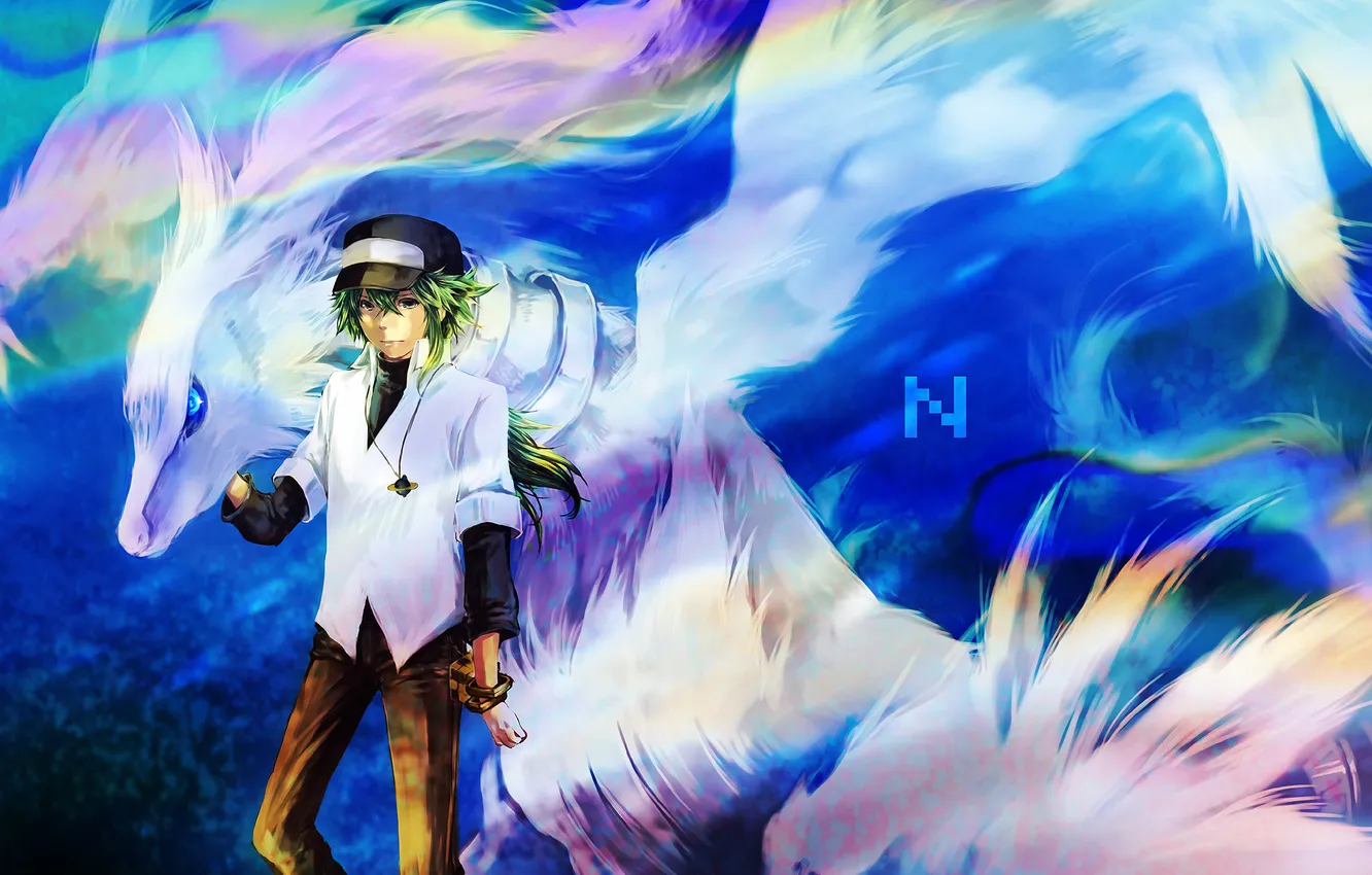 Photo wallpaper dragon, anime, art, guy, pokemon