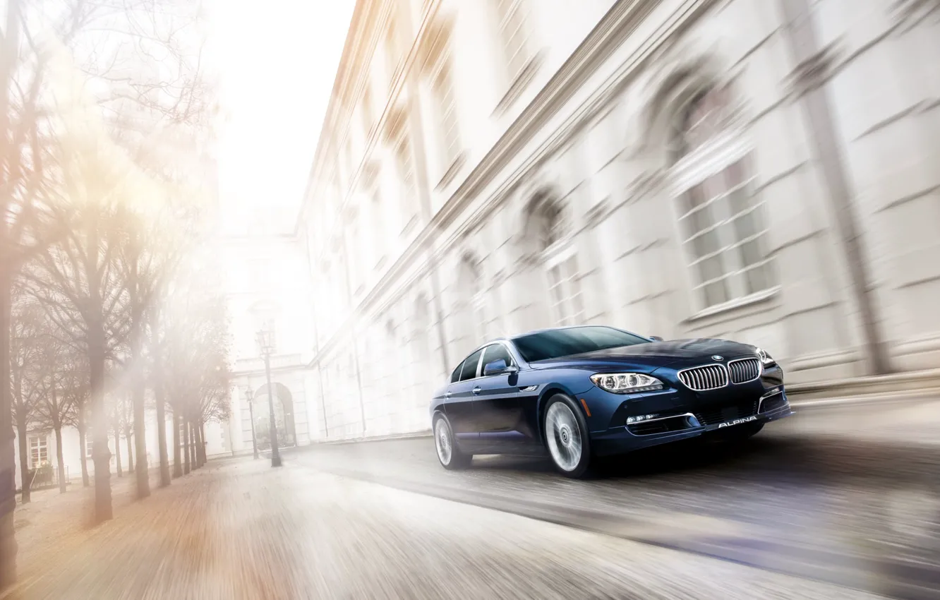 Photo wallpaper street, speed, car, BMW Alpina B6