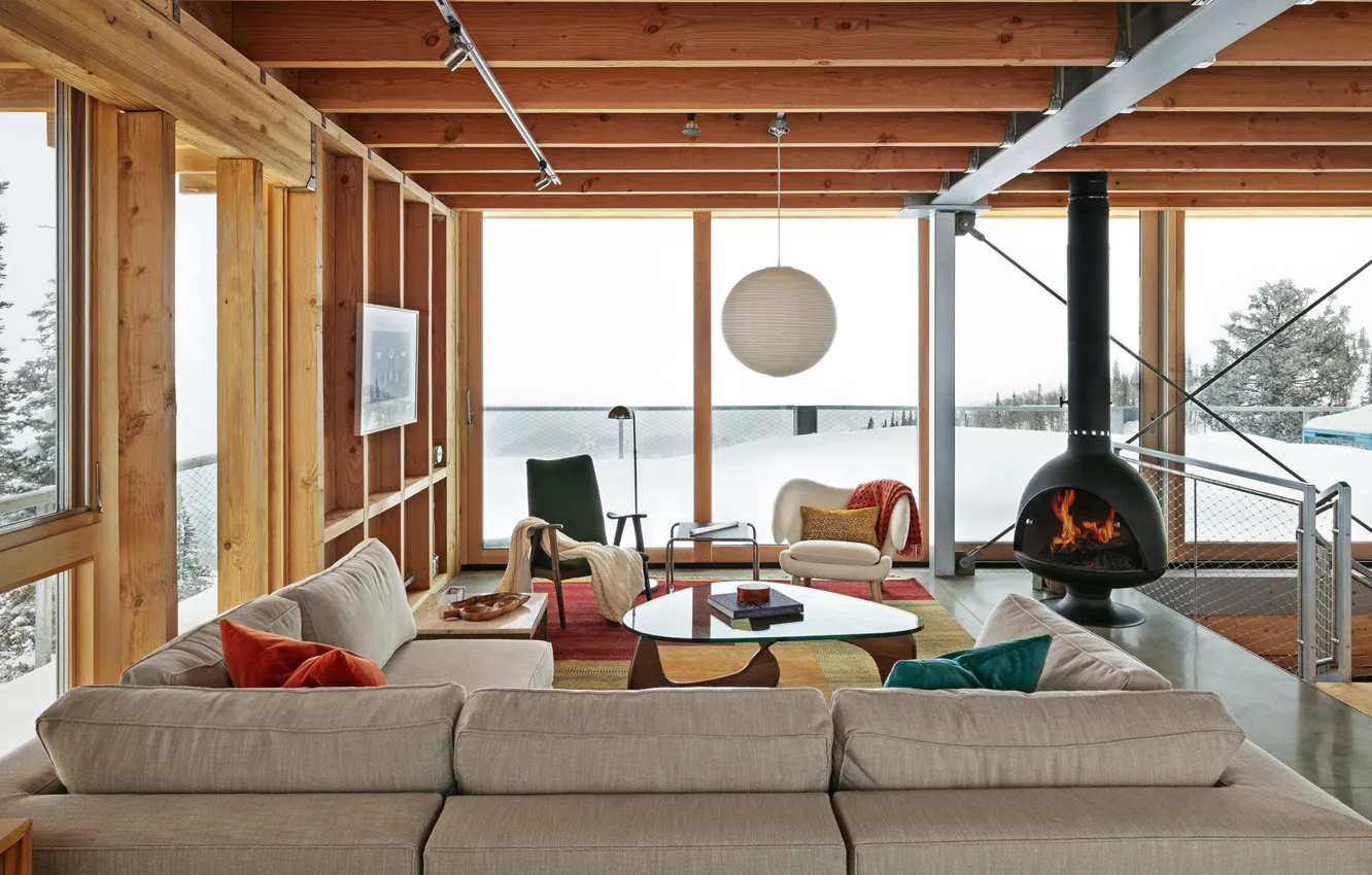 Photo wallpaper design, style, interior, fireplace, USA, Utah, living room, Utah