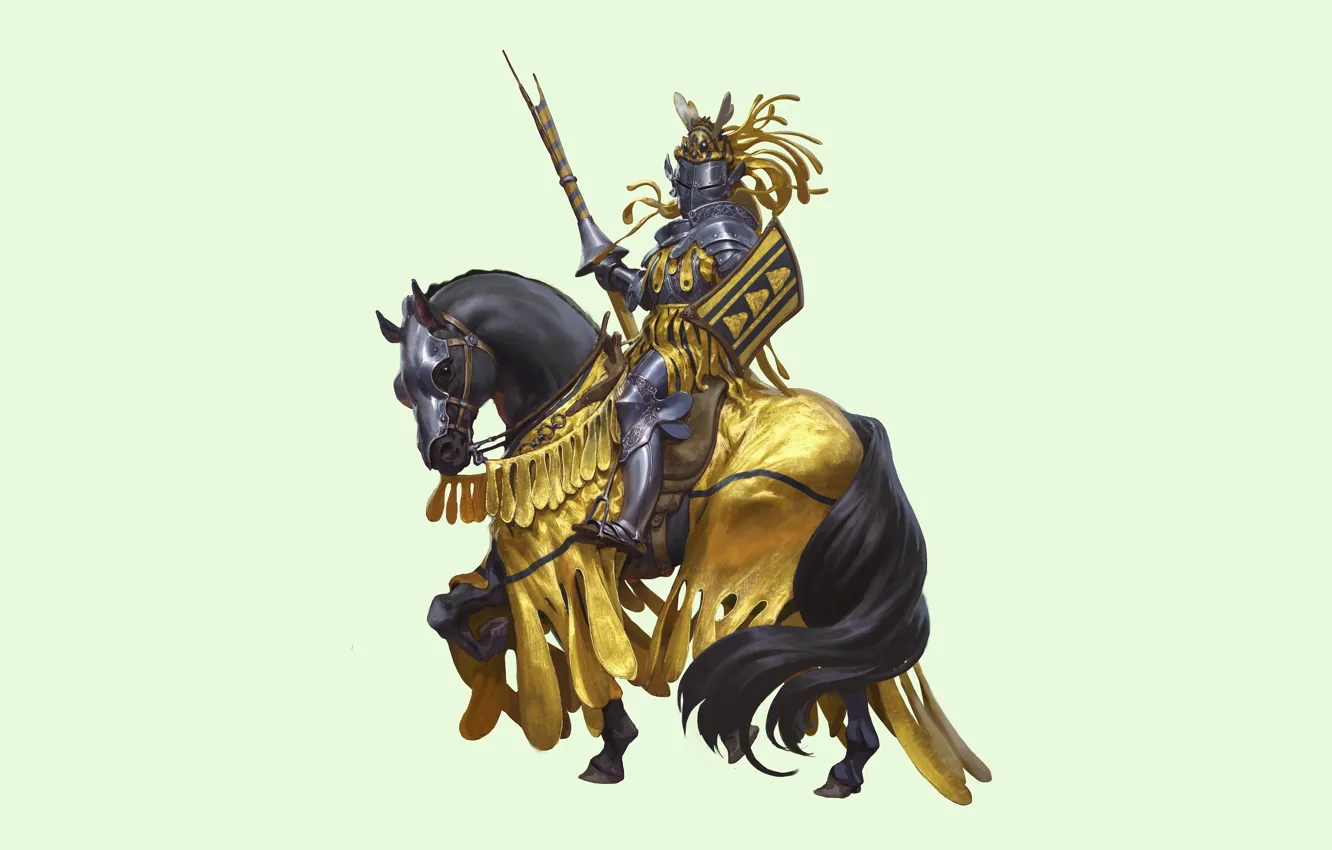 Photo wallpaper Horse, Armor, Horse, Knight, Shield, Knight, Shield, Medieval
