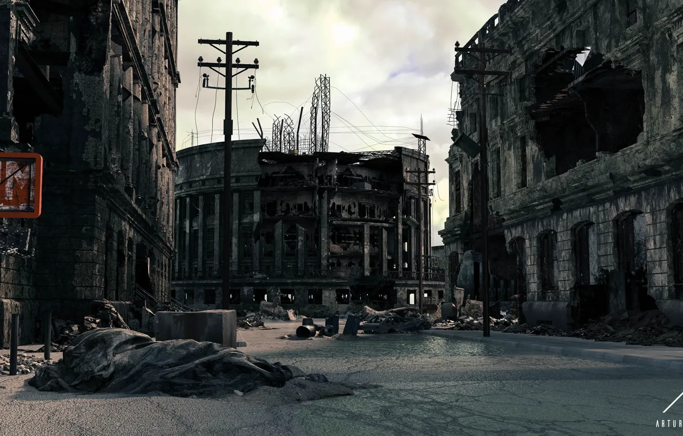 Photo wallpaper destruction, Failed State, city destroyed