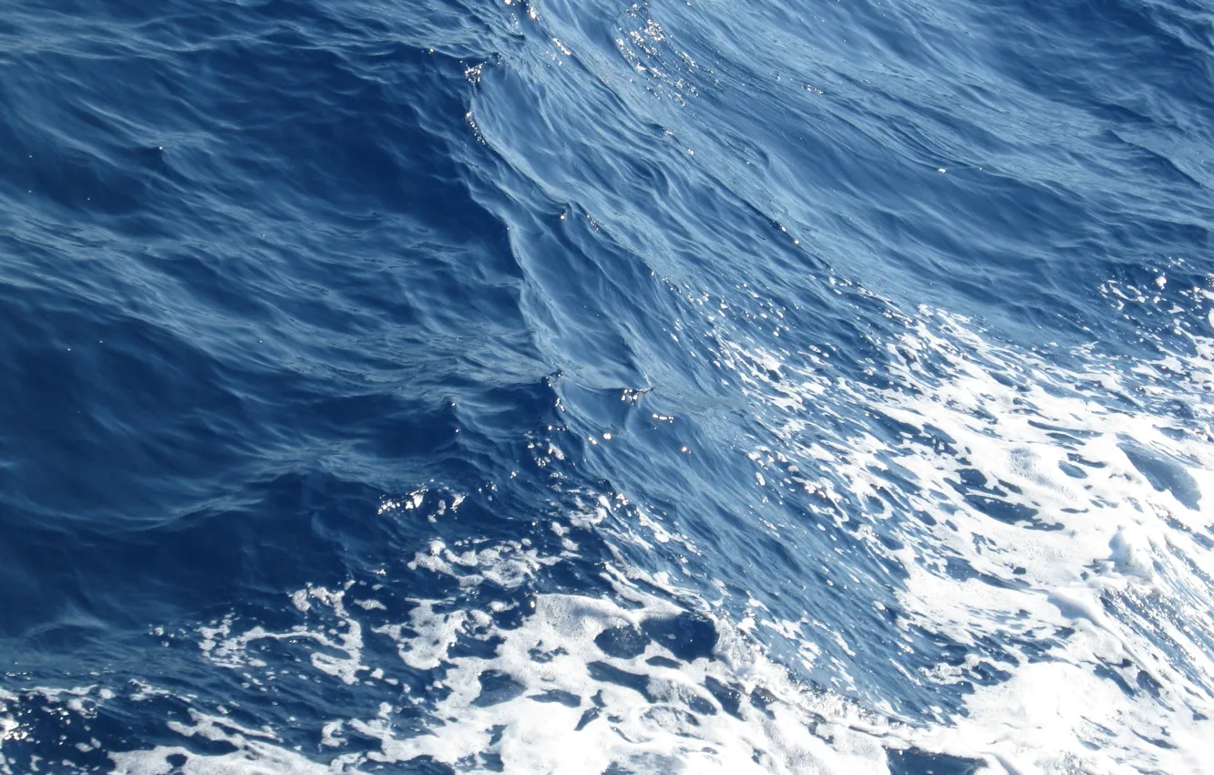 Photo wallpaper sea, wave, foam, blue