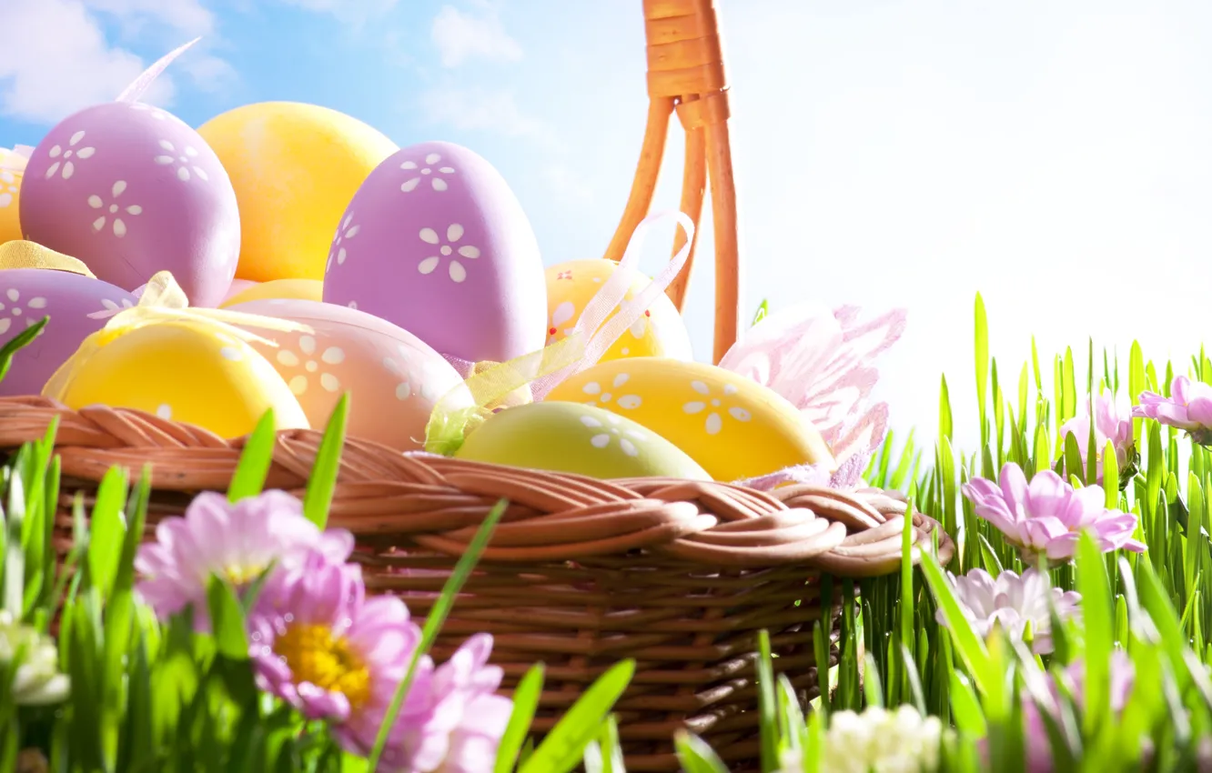 Photo wallpaper the sky, eggs, Easter, Easter, Holidays