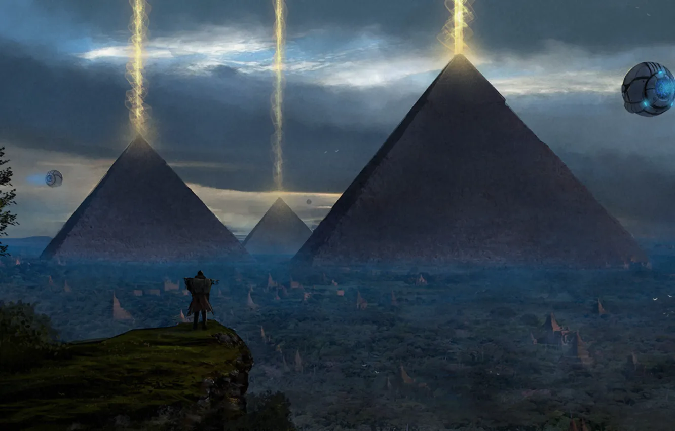 Photo wallpaper art, painting, ancient, Concept Art, pyramid