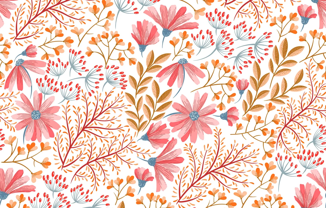 Photo wallpaper flowers, pattern, pattern, floral, seamless, seamless