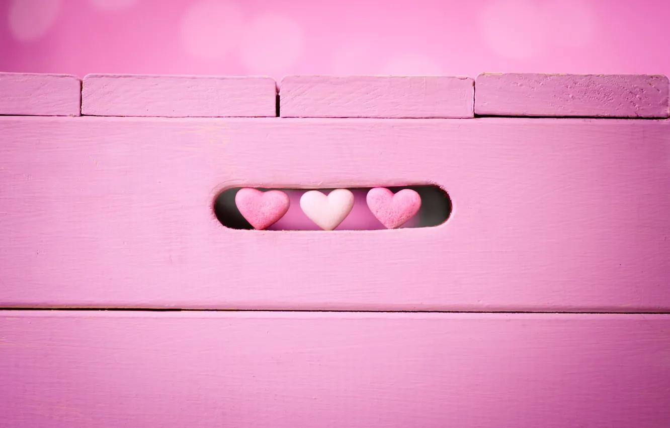 Photo wallpaper macro, mood, hearts, box