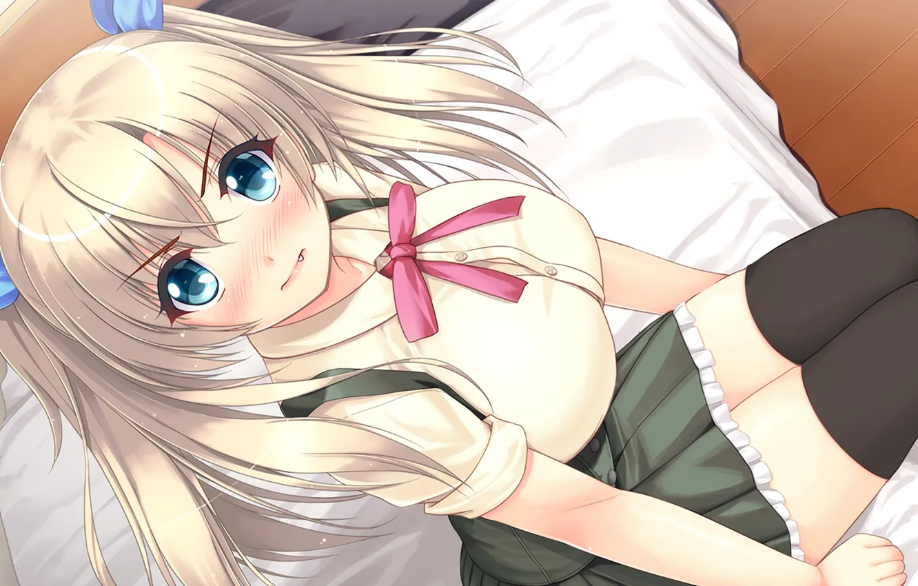 Photo wallpaper look, girl, room, bed, sitting, dissatisfaction, art, source request