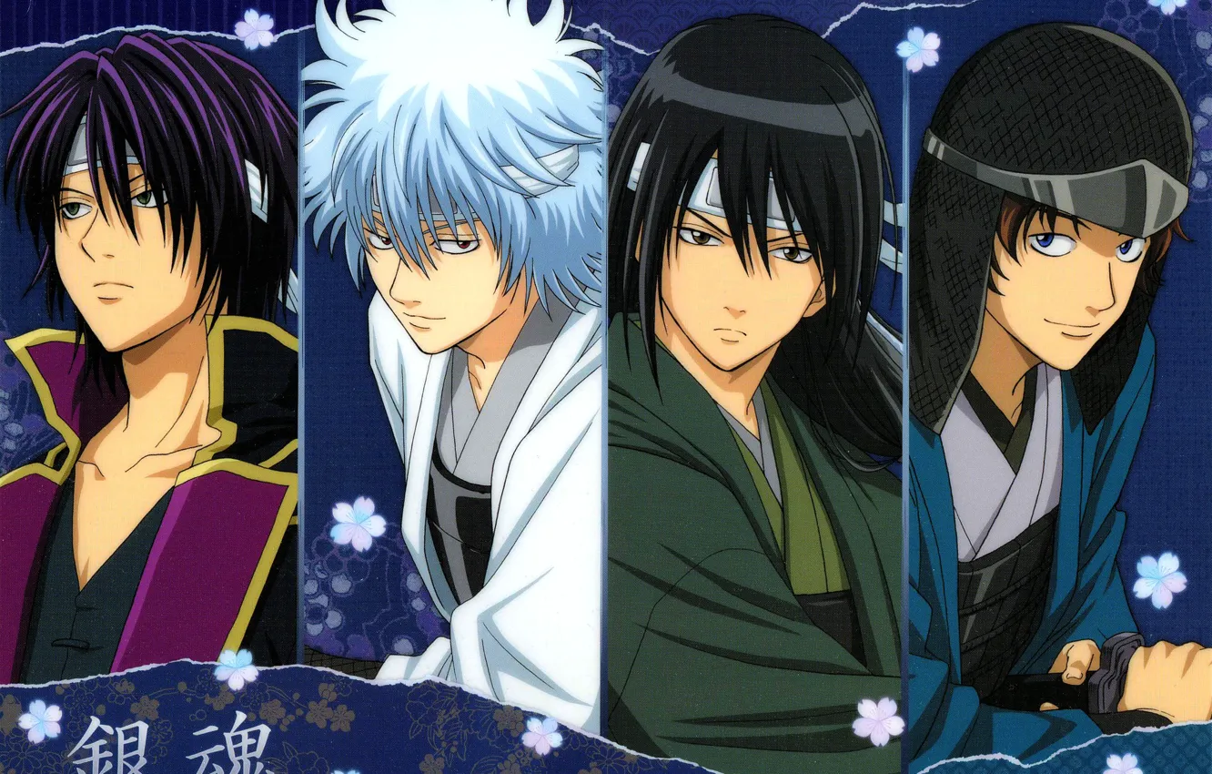 Photo wallpaper armor, guys, samurai, Gintama, Sakata Gintoki, Takasugi Shinsuke, Katsura Kotaro, Gintama