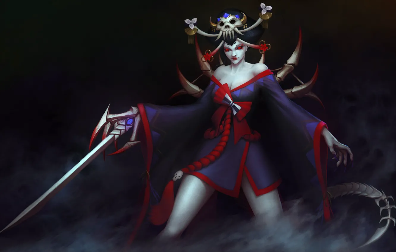 Photo wallpaper girl, fiction, the demon, art, onmyoji, hone onna