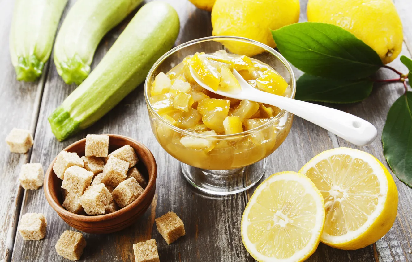 Photo wallpaper lemon, sugar, jam, zucchini