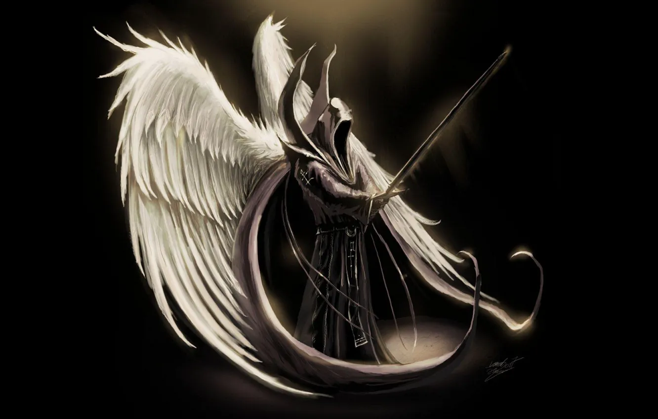 Photo wallpaper weapons, wings, angel, sword