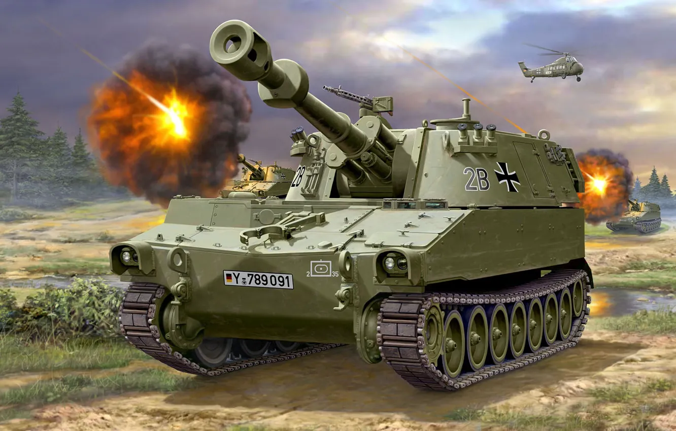 Photo wallpaper SAU, the Bundeswehr, self-propelled howitzer, M109, Bundeswehr, the German armed forces, 155mm, Self-Propelled Howitzer