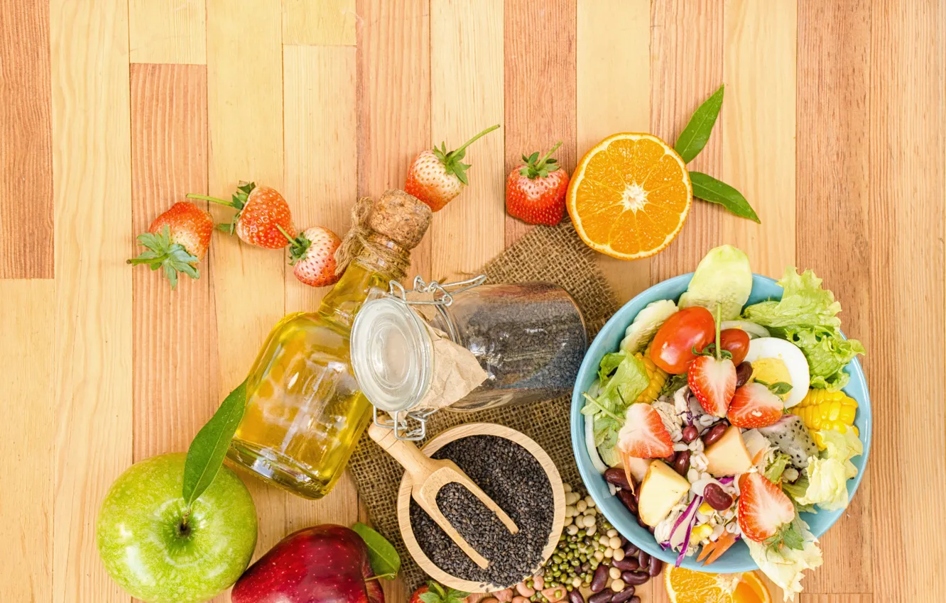 Photo wallpaper berries, oil, salad, range